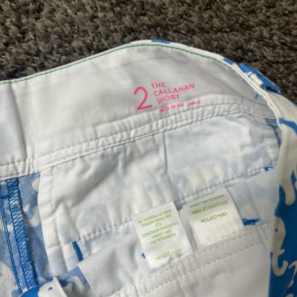 Lilly Pulitzer Callahan Blue and White Elephant Print Shorts Sz 2 Cute Animals - Picture 2 of 4